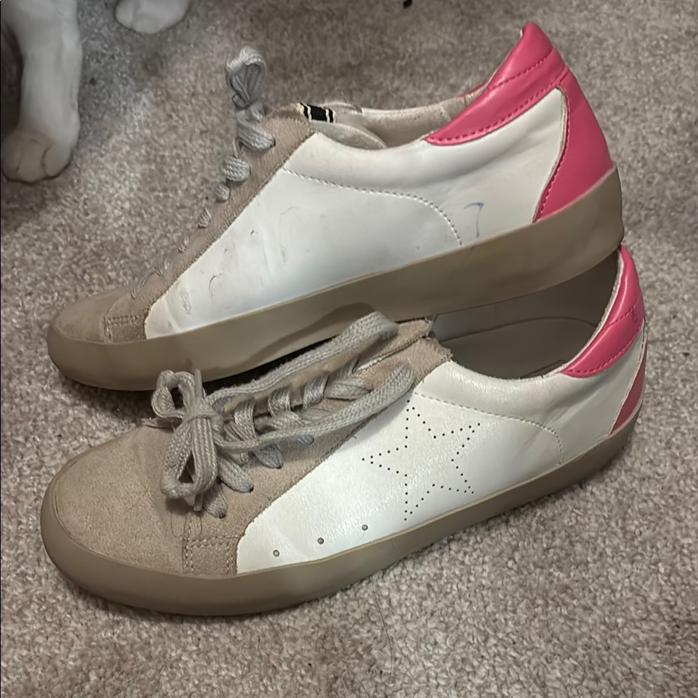 Women's Pink and White Sneakers
